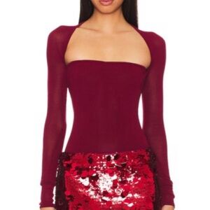 NBD Burgundy Long Sleeve Bodysuit